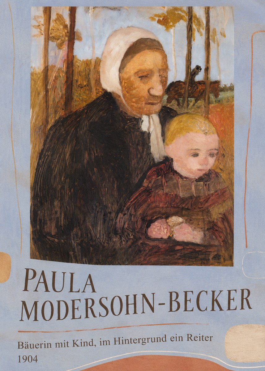 Paula Modersohn-Becker Bäuerin Mit Kind, Im Hintergrund Ein Reiter No3 - Póster