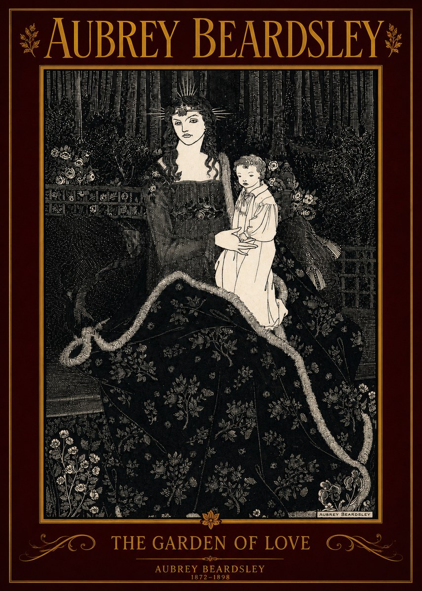 Aubrey Beardsley The Garden of Love No2 - Póster