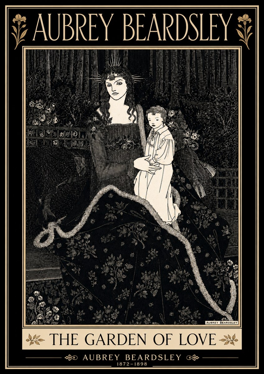 Aubrey Beardsley The Garden of Love No4 - Póster