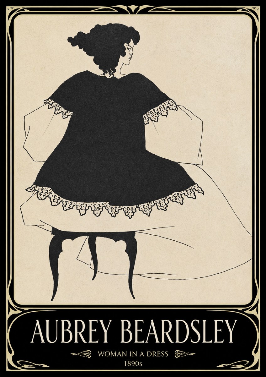 Aubrey Beardsley Woman in a Dress No1 - Póster