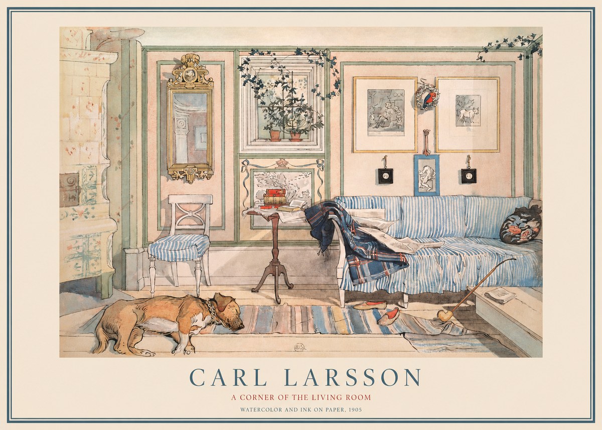 Carl Larsson Interior with Sleeping Dog No4 - Póster