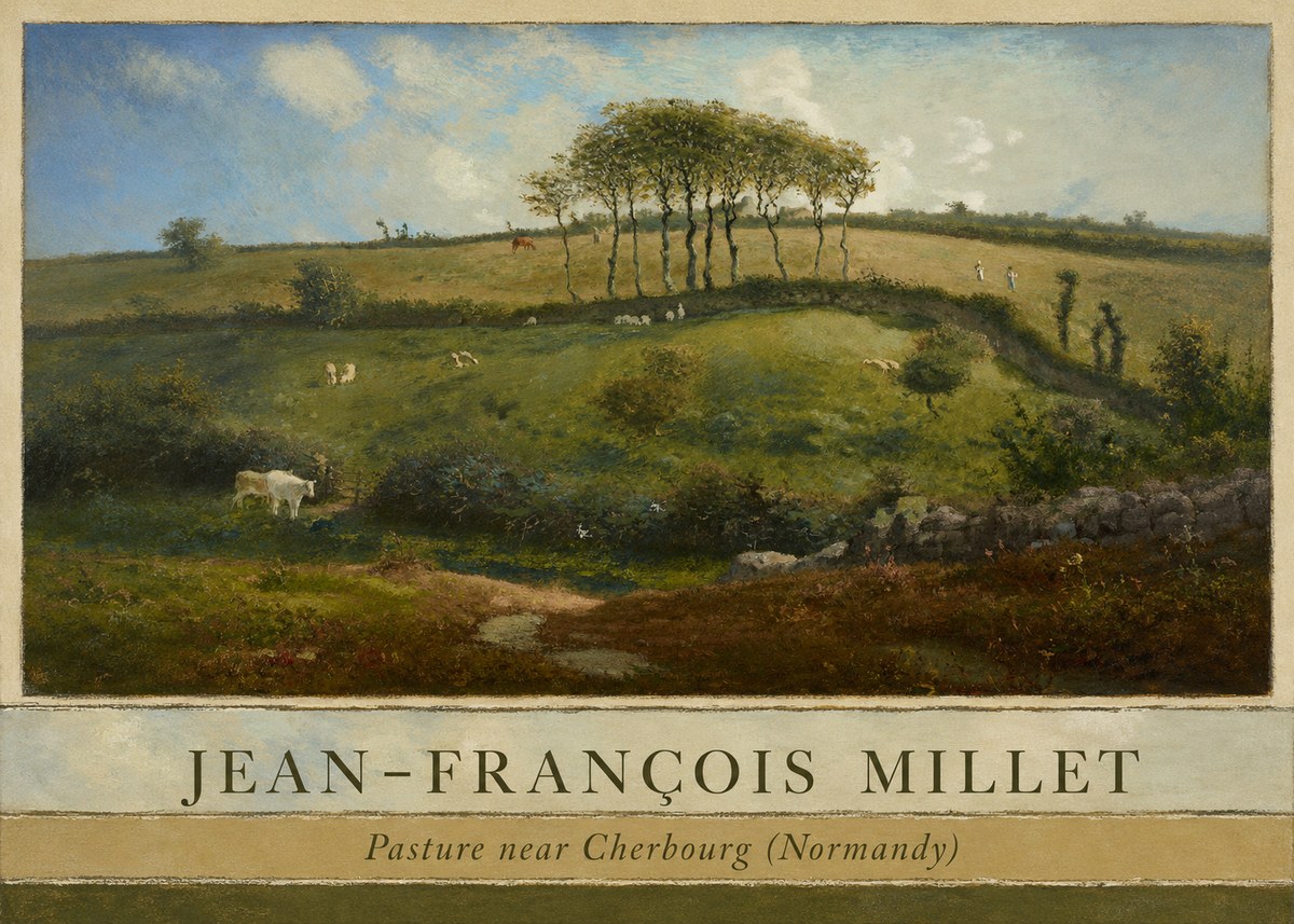 Jean-François Millet Pasture Near Cherbourg (Normandy) No3 - Póster