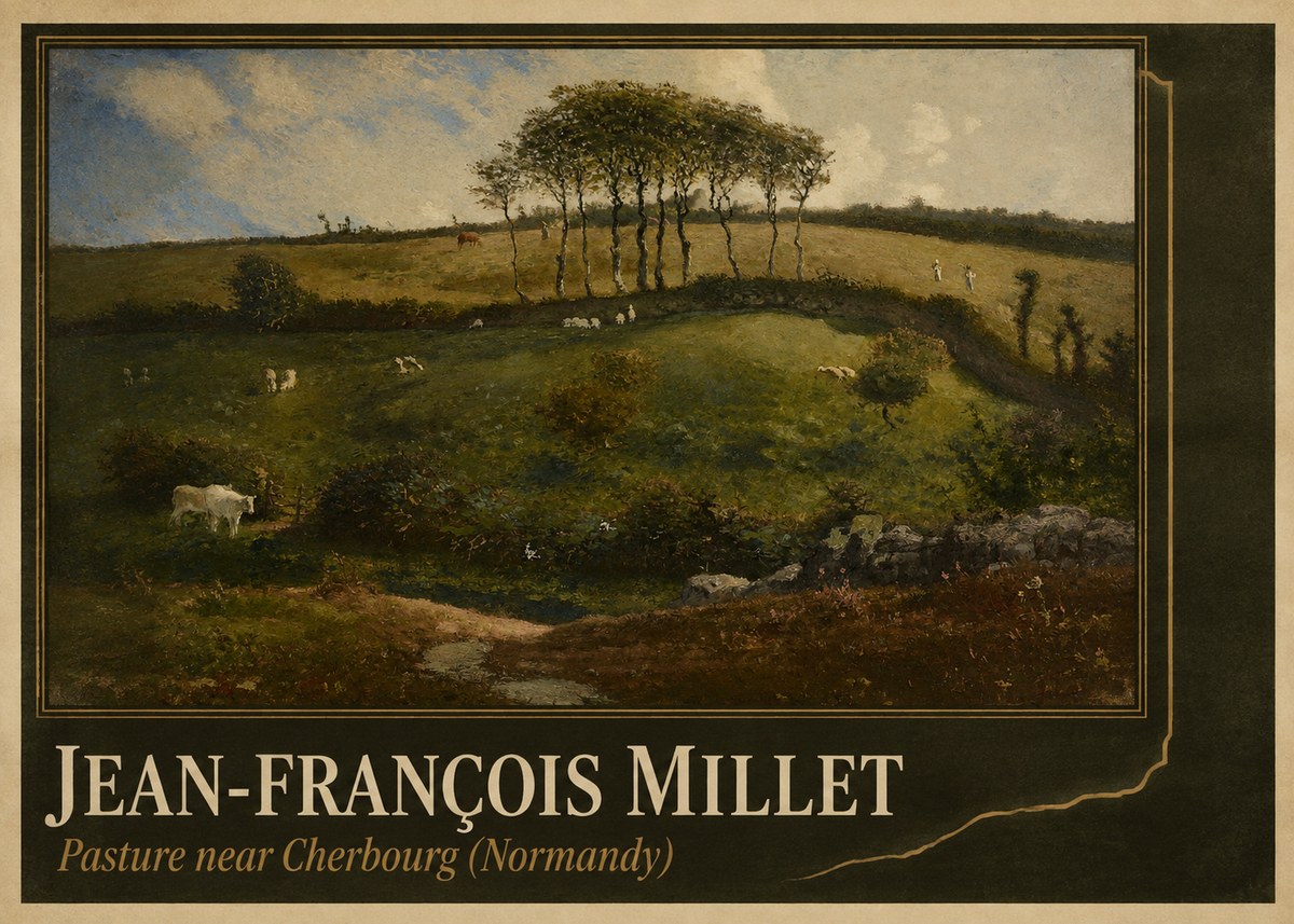 Jean-François Millet Pasture Near Cherbourg (Normandy) No4 - Póster