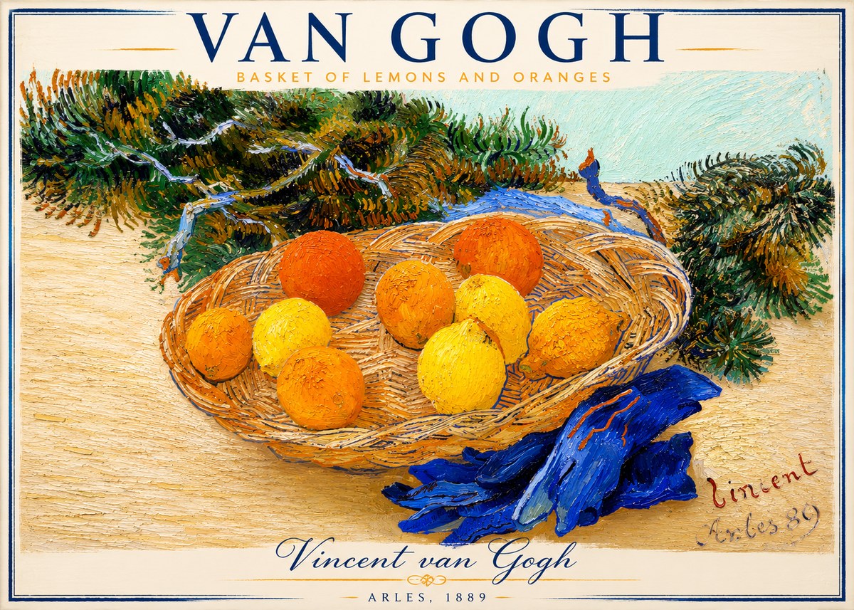 Van Gogh Basket of Lemons and Oranges No3 - Póster