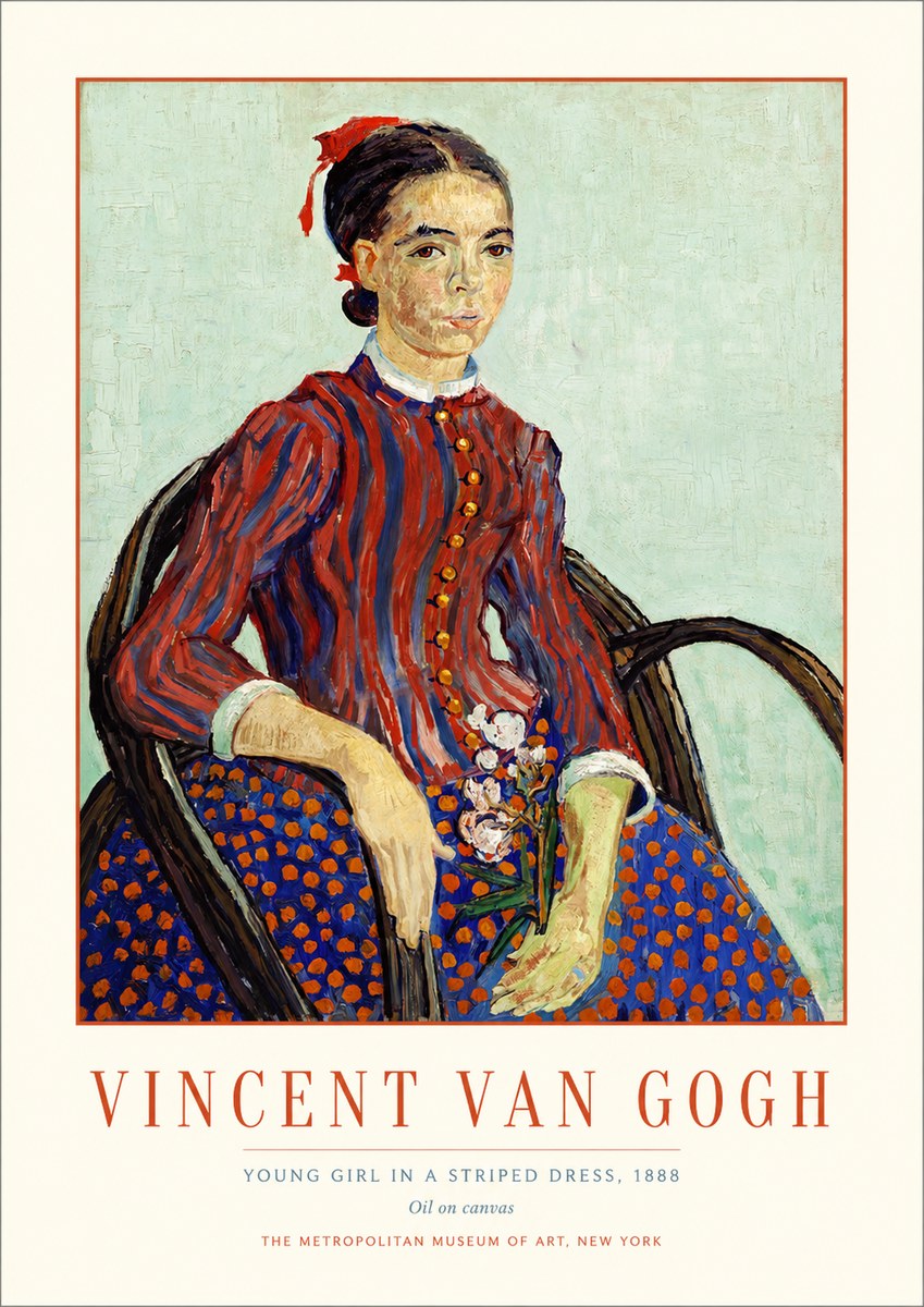 Van Gogh Young Girl in a Striped Dress, 1888 No1 - Póster