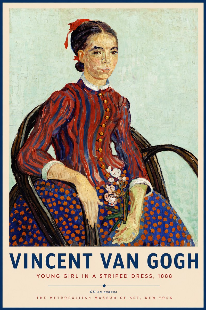 Van Gogh Young Girl in a Striped Dress, 1888 No4 - Póster