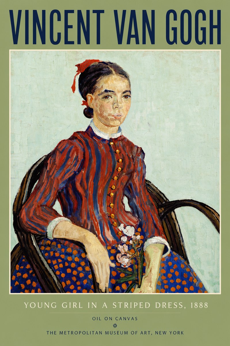 Van Gogh Young Girl in a Striped Dress, 1888 No6 - Póster