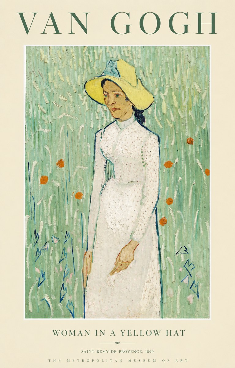 Van Gogh Woman in a Yellow Hat No1 - Póster
