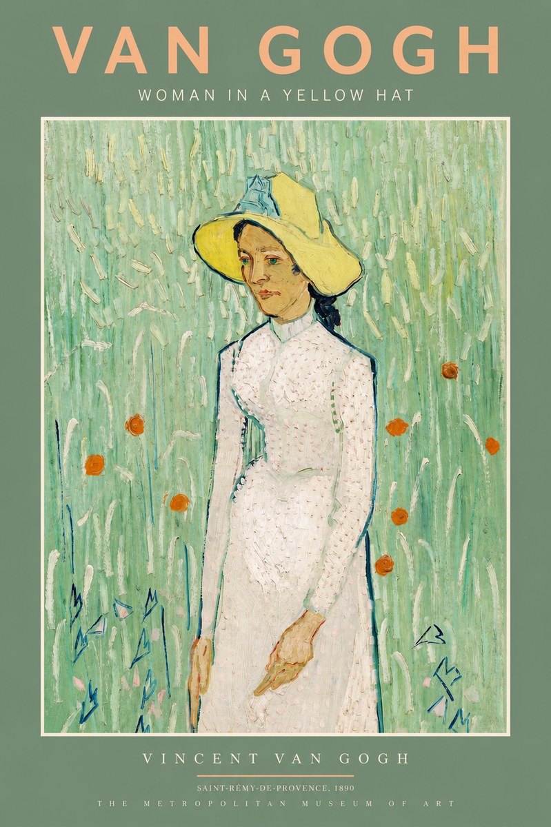 Van Gogh Woman in a Yellow Hat No2 - Póster