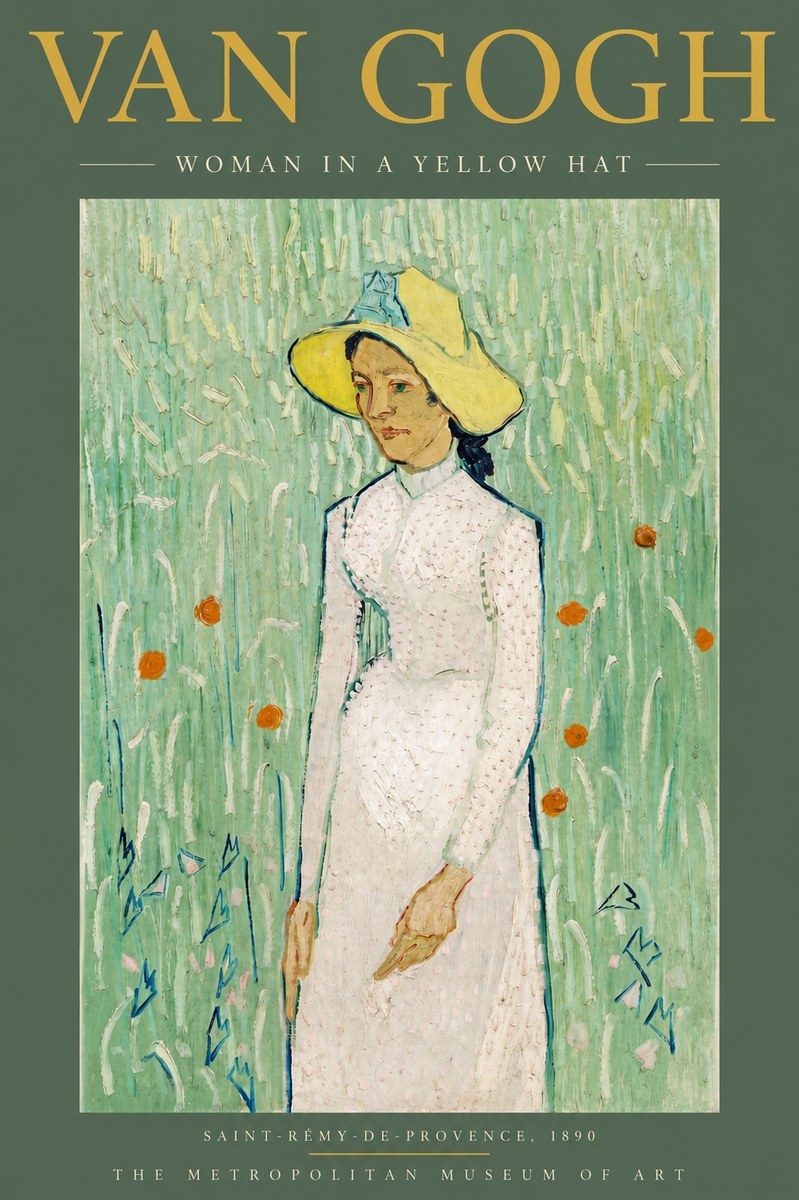 Van Gogh Woman in a Yellow Hat No4 - Póster