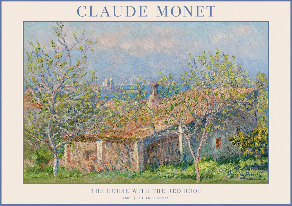 Monet The House with the Red Roof No1 - Póster