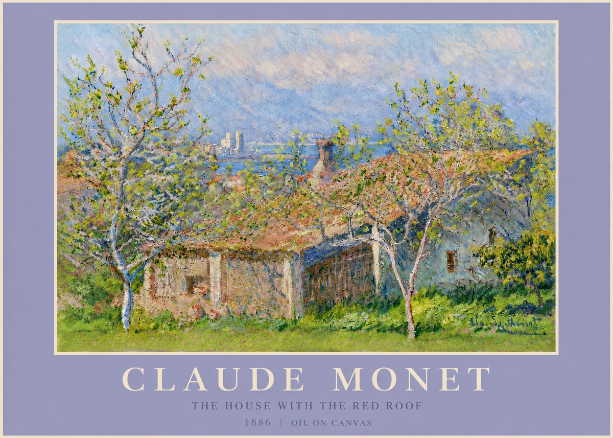 Monet The House with the Red Roof No5 - Póster