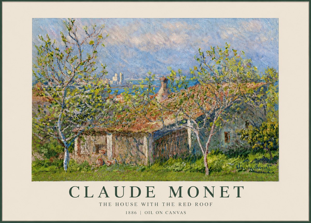 Monet The House with the Red Roof No6 - Póster