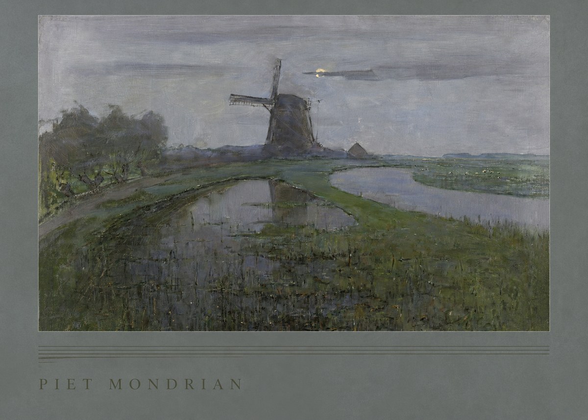 Piet Mondrian Windmill by the Water II No2 - Póster