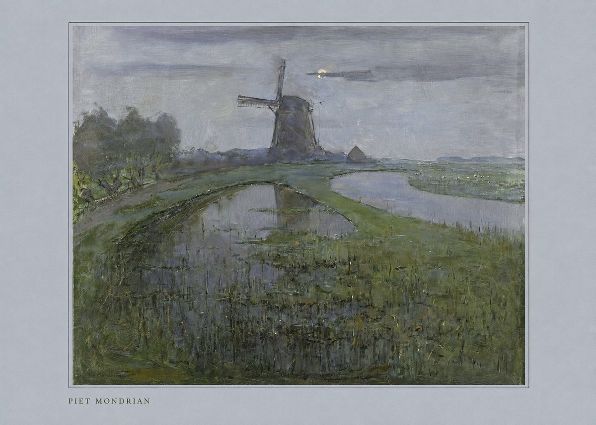 Piet Mondrian Windmill by the Water II No3 - Póster