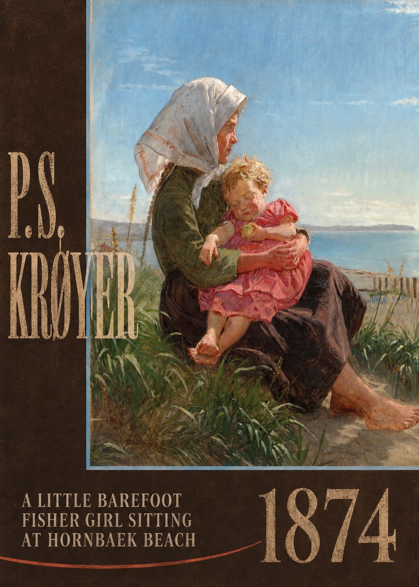P.S. Krøyer A Little Barefoot Fisher Girl Sitting at Hornbaek Beach No6 - Póster