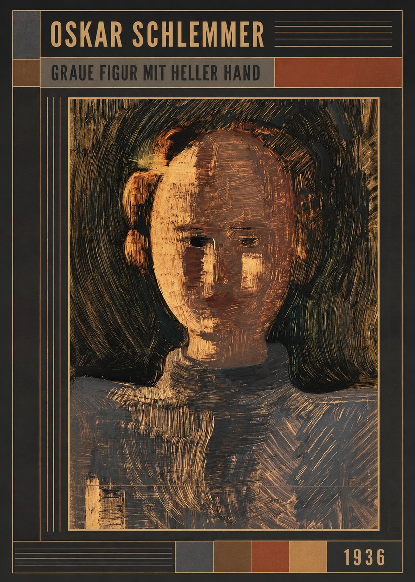 Oskar Schlemmer Graue Figur Mit Heller Hand No5 - Póster