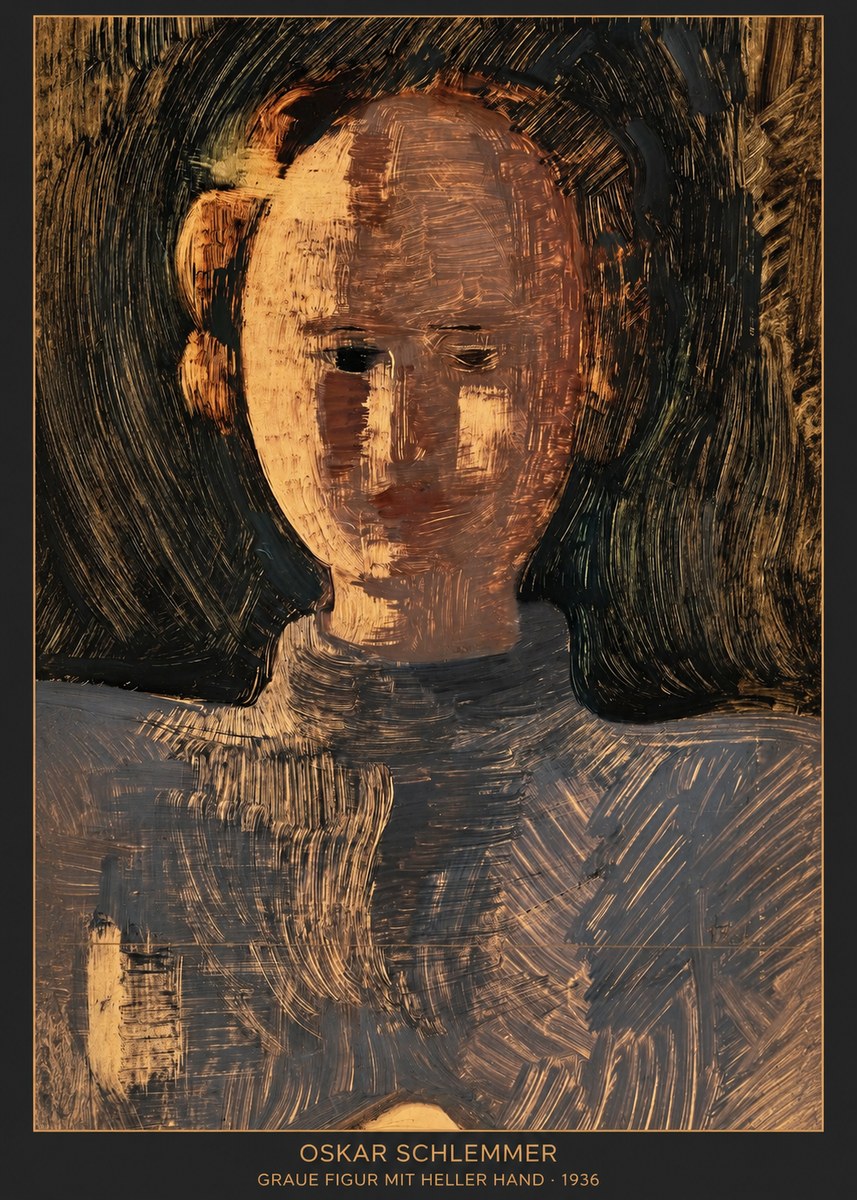 Oskar Schlemmer Graue Figur Mit Heller Hand No6 - Póster