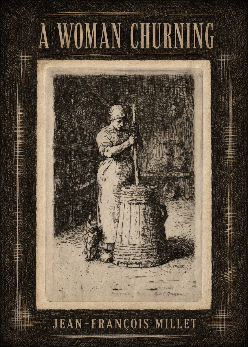 Jean-François Millet A Woman Churning No4 - Póster