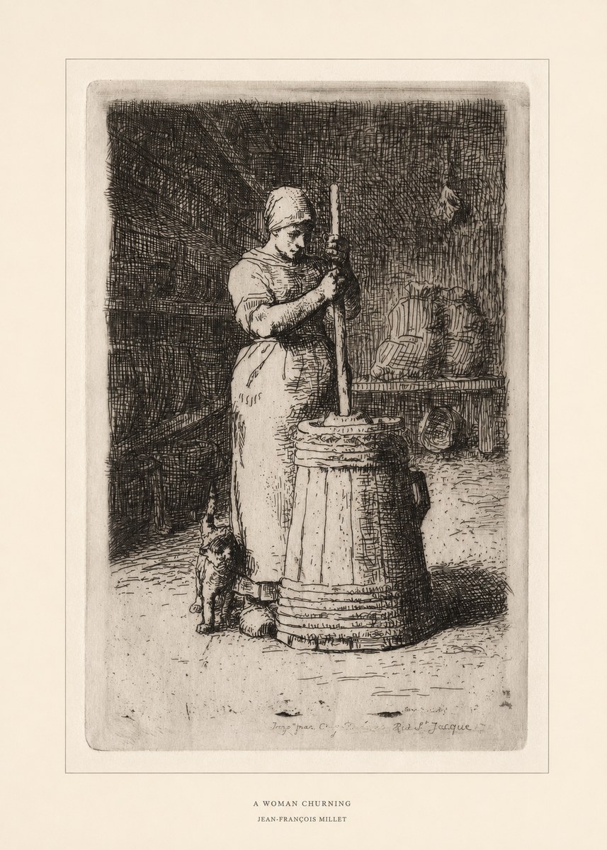 Jean-François Millet A Woman Churning No6 - Póster