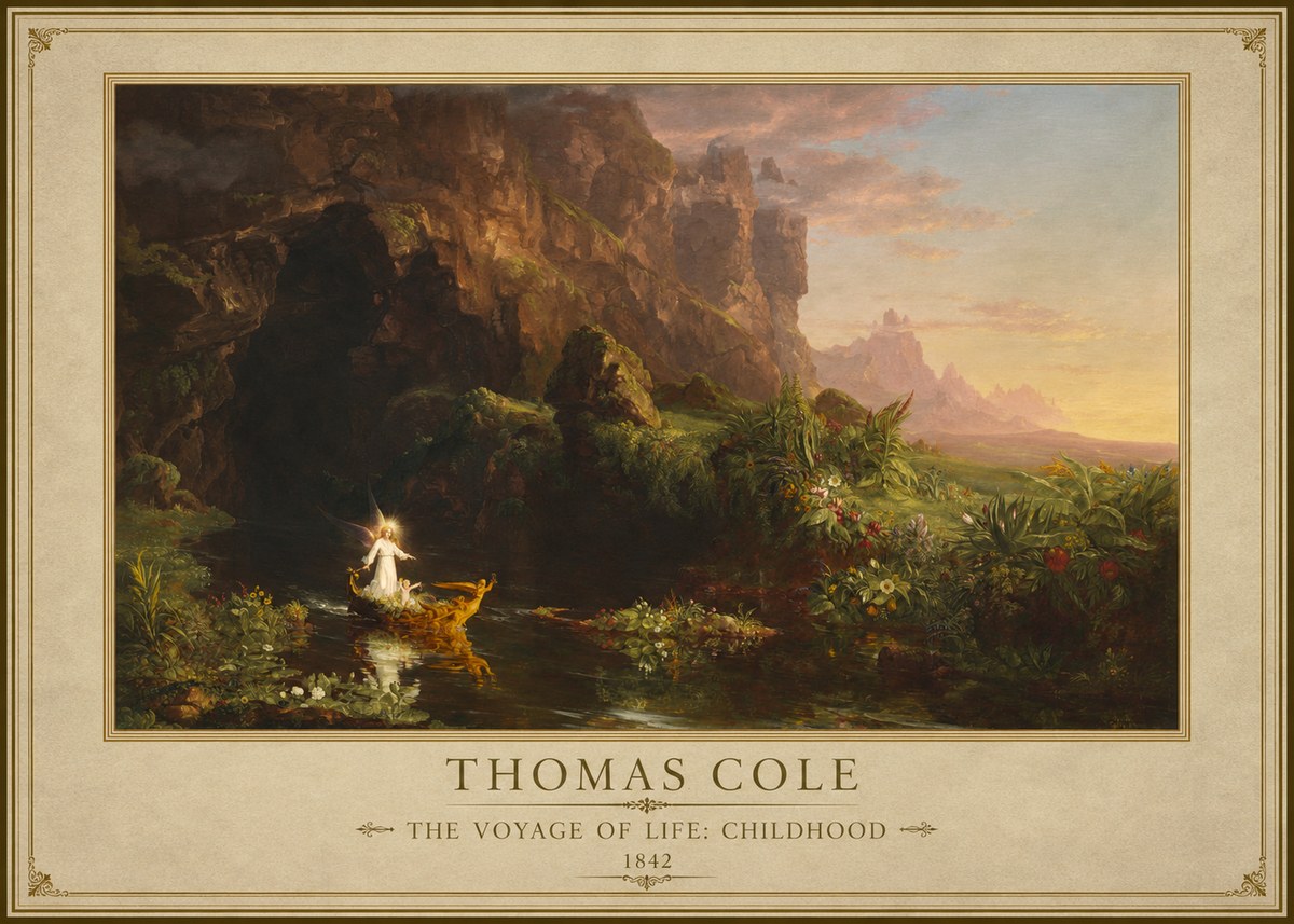 Thomas Cole The Voyage of Life: Childhood IV No1 - Póster
