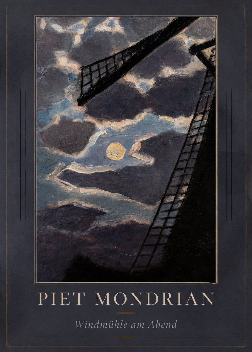 Piet Mondrian Windmühle Am Abend II No1 - Póster