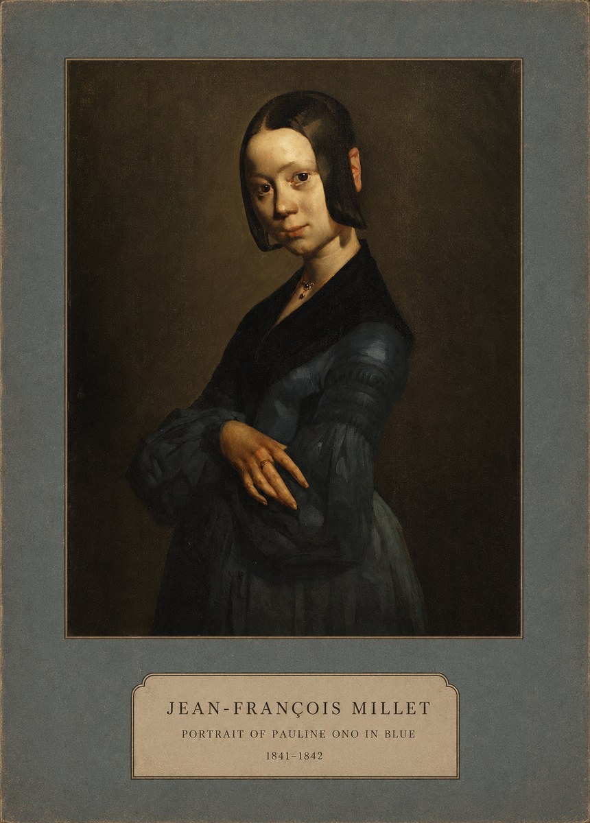 Jean-François Millet Portrait of Pauline Ono in Blue No2 - Póster