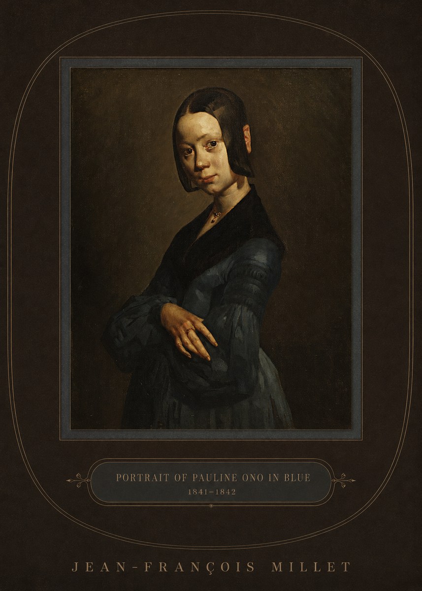 Jean-François Millet Portrait of Pauline Ono in Blue No4 - Póster