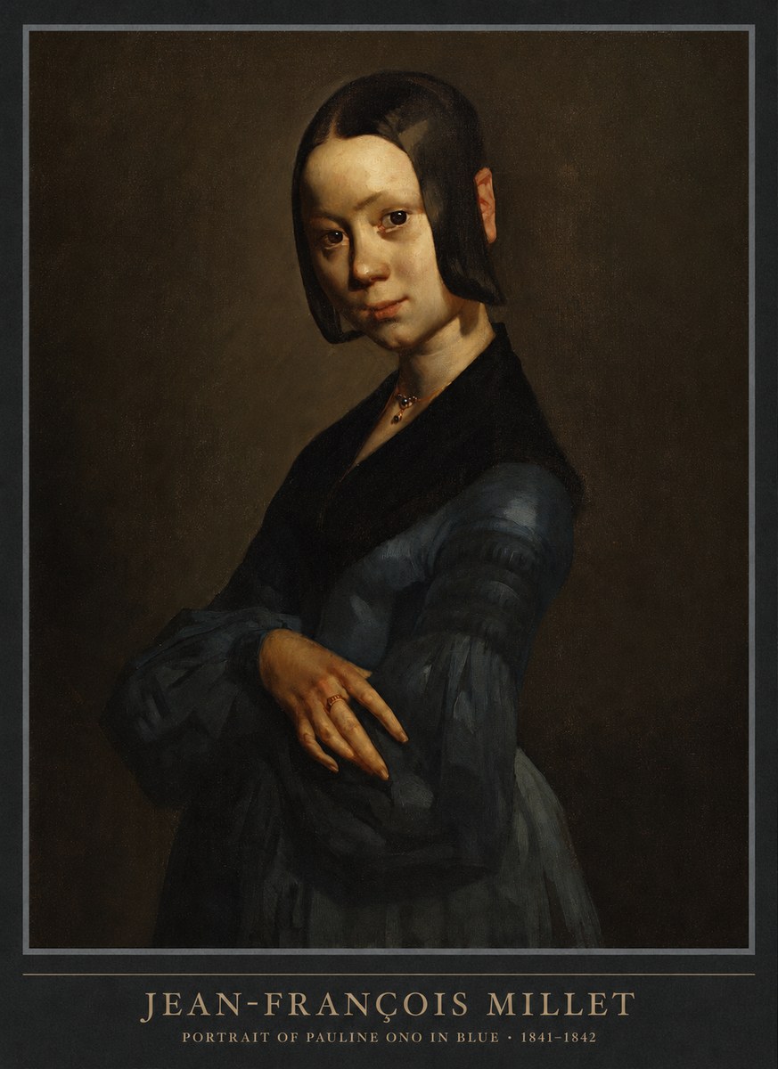 Jean-François Millet Portrait of Pauline Ono in Blue No6 - Póster