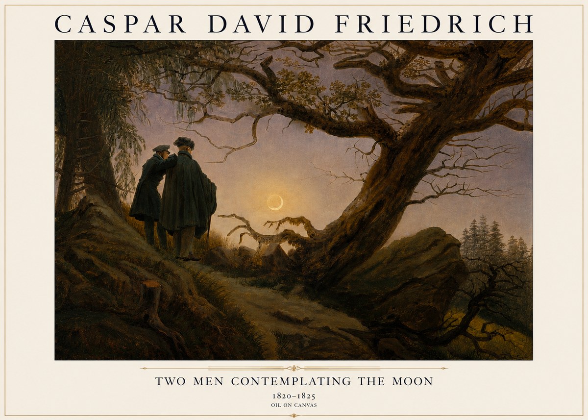 Caspar David Friedrich Two Men Contemplating the Moon II No3 - Póster