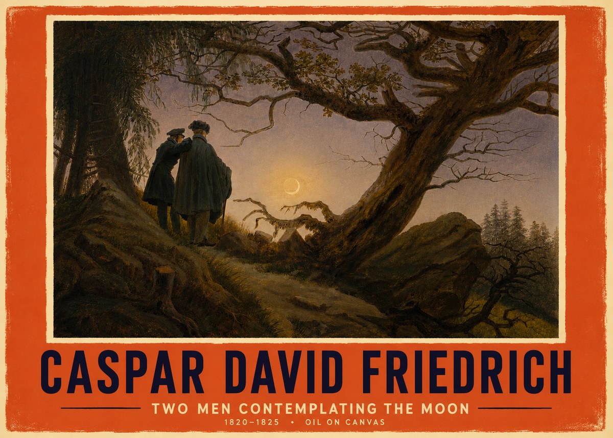 Caspar David Friedrich Two Men Contemplating the Moon II No4 - Póster