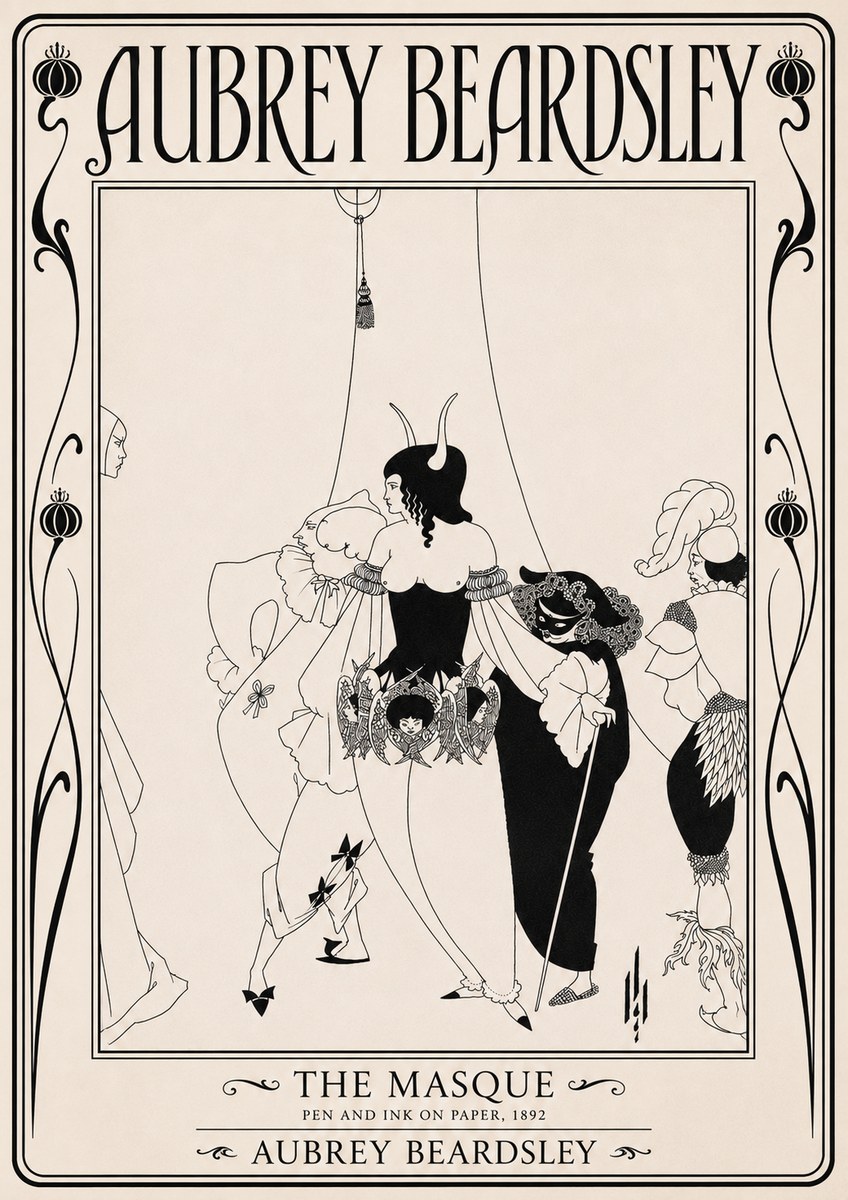 Aubrey Beardsley The Masque No5 - Póster