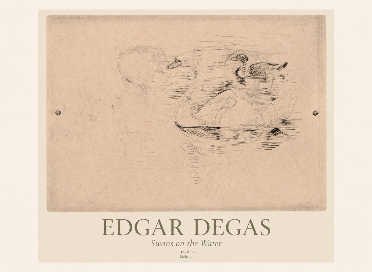 Edgar Degas Swans on the Water No1 - Póster
