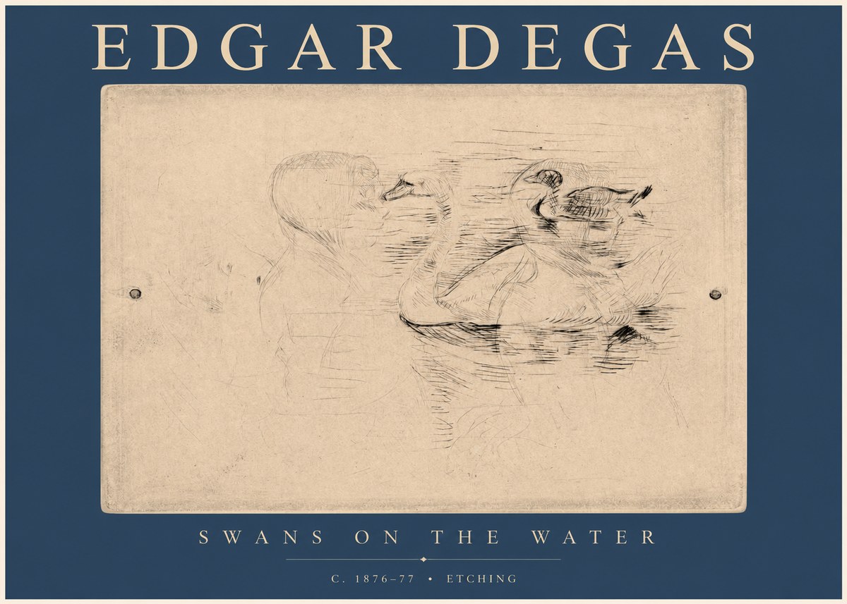 Edgar Degas Swans on the Water No2 - Póster