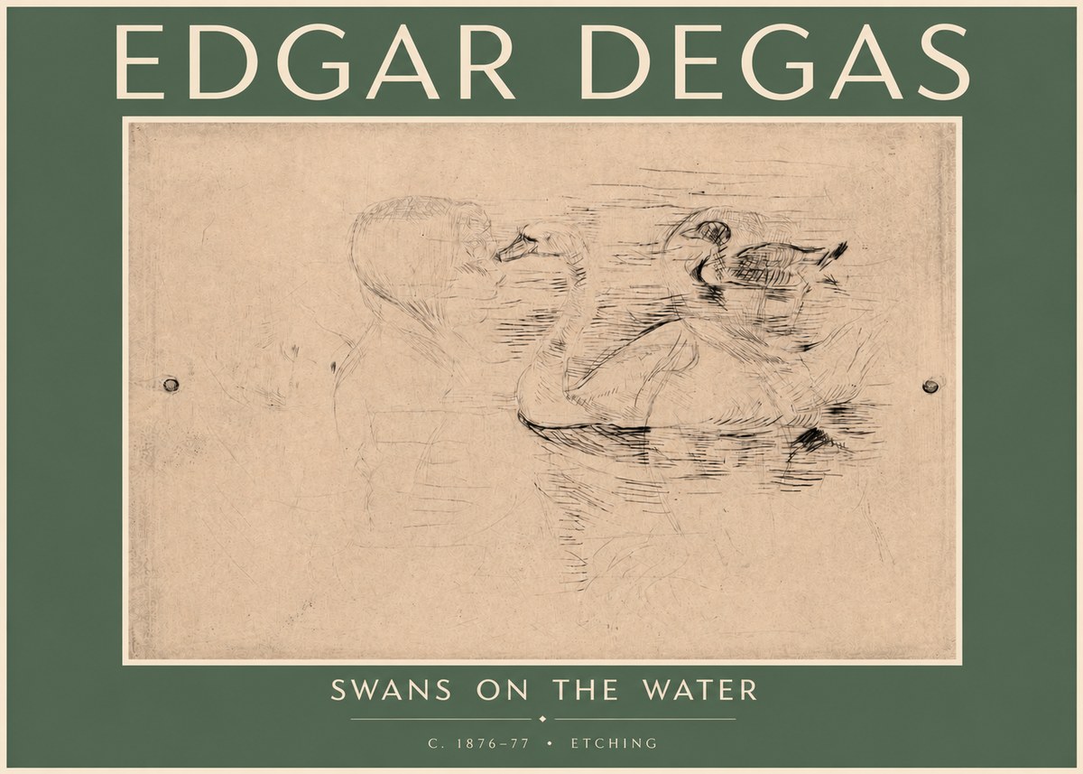 Edgar Degas Swans on the Water No4 - Póster