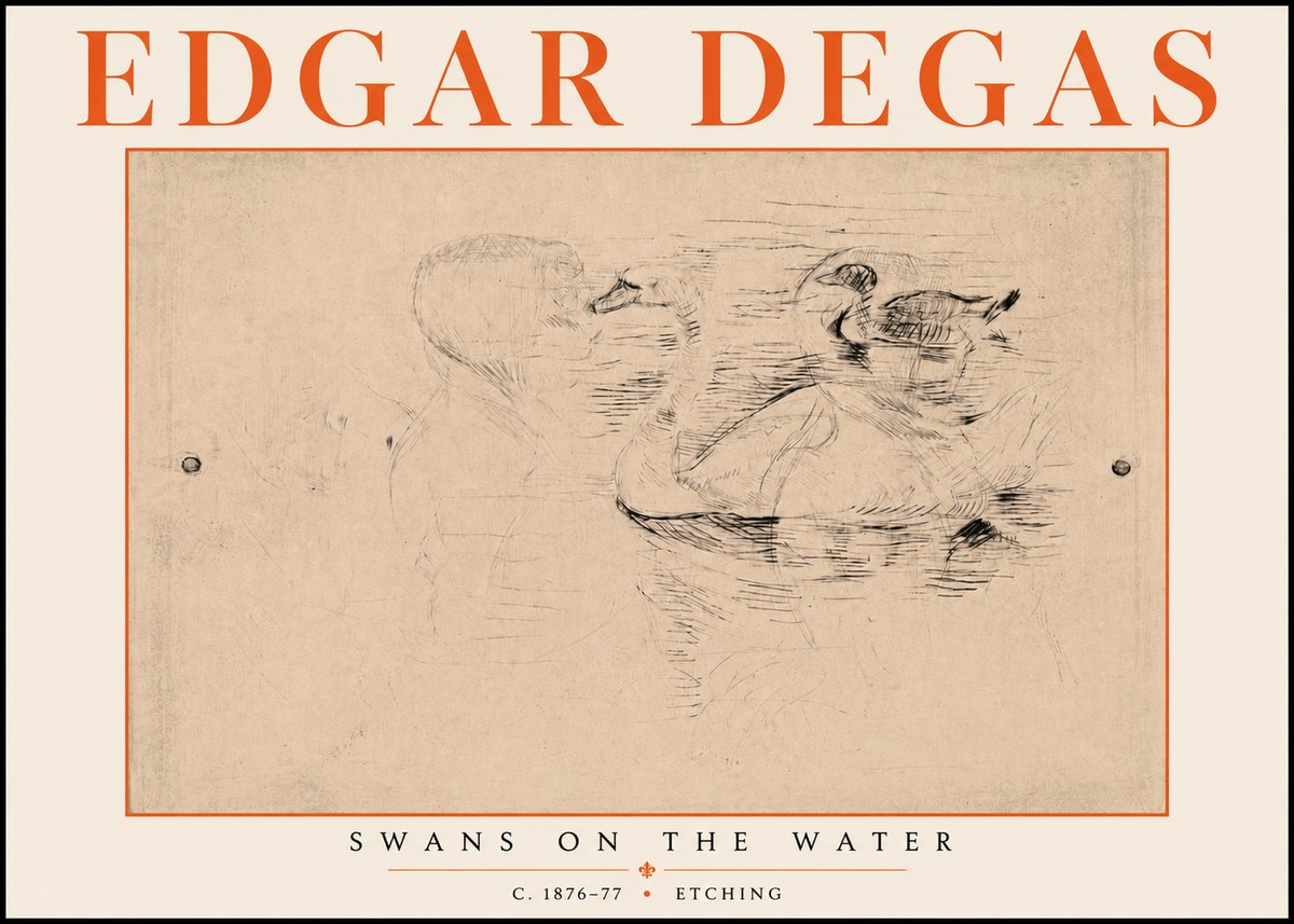 Edgar Degas Swans on the Water No5 - Póster