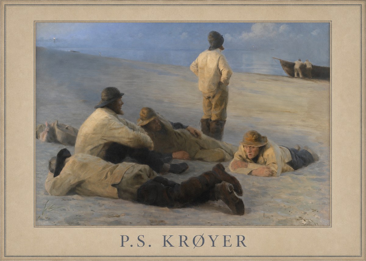 P.S. Krøyer Fishermen on Skagen Beach No1 - Póster
