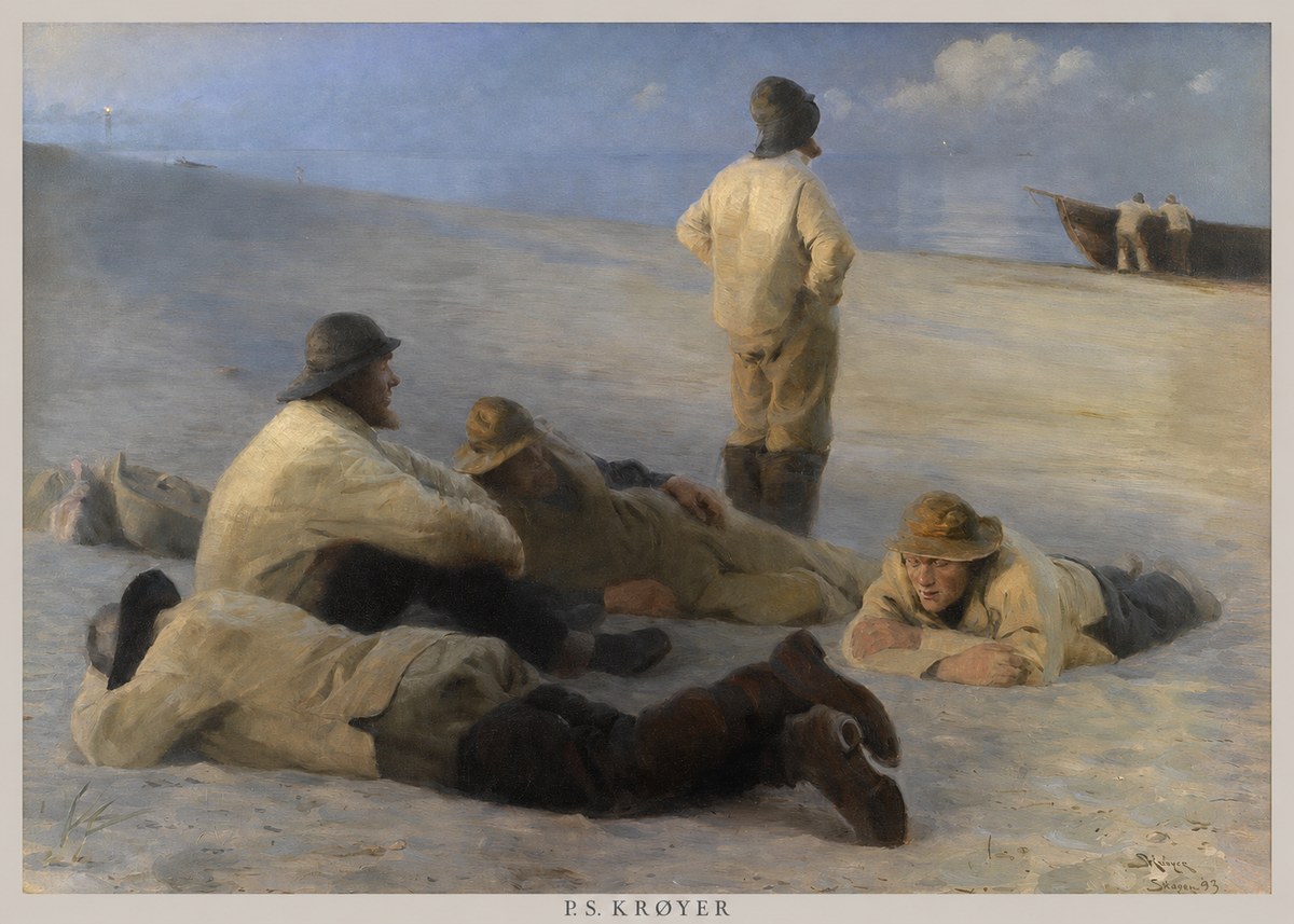 P.S. Krøyer Fishermen on Skagen Beach No6 - Póster