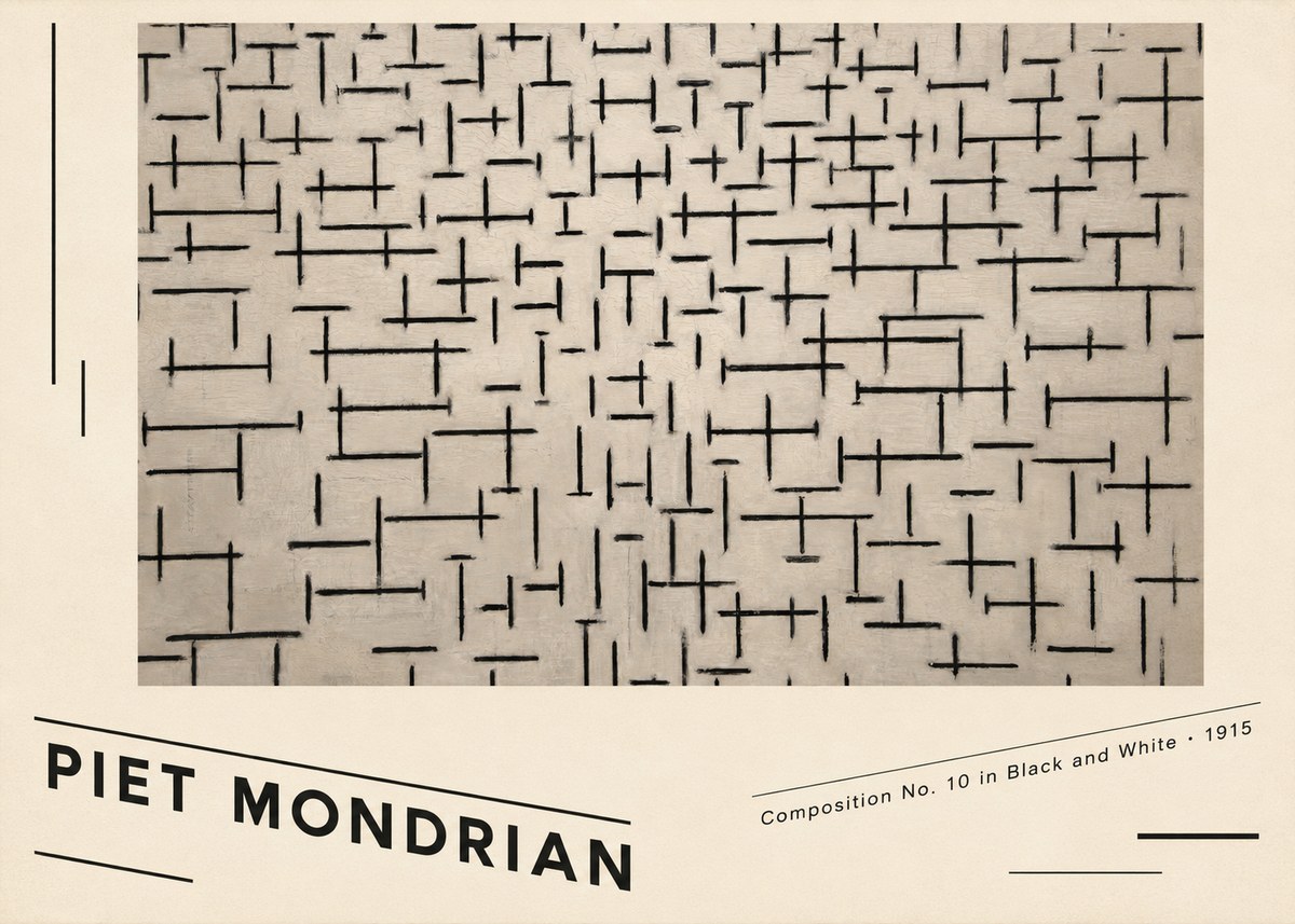 Piet Mondrian Composition No. 10 in Black and White No6 - Póster