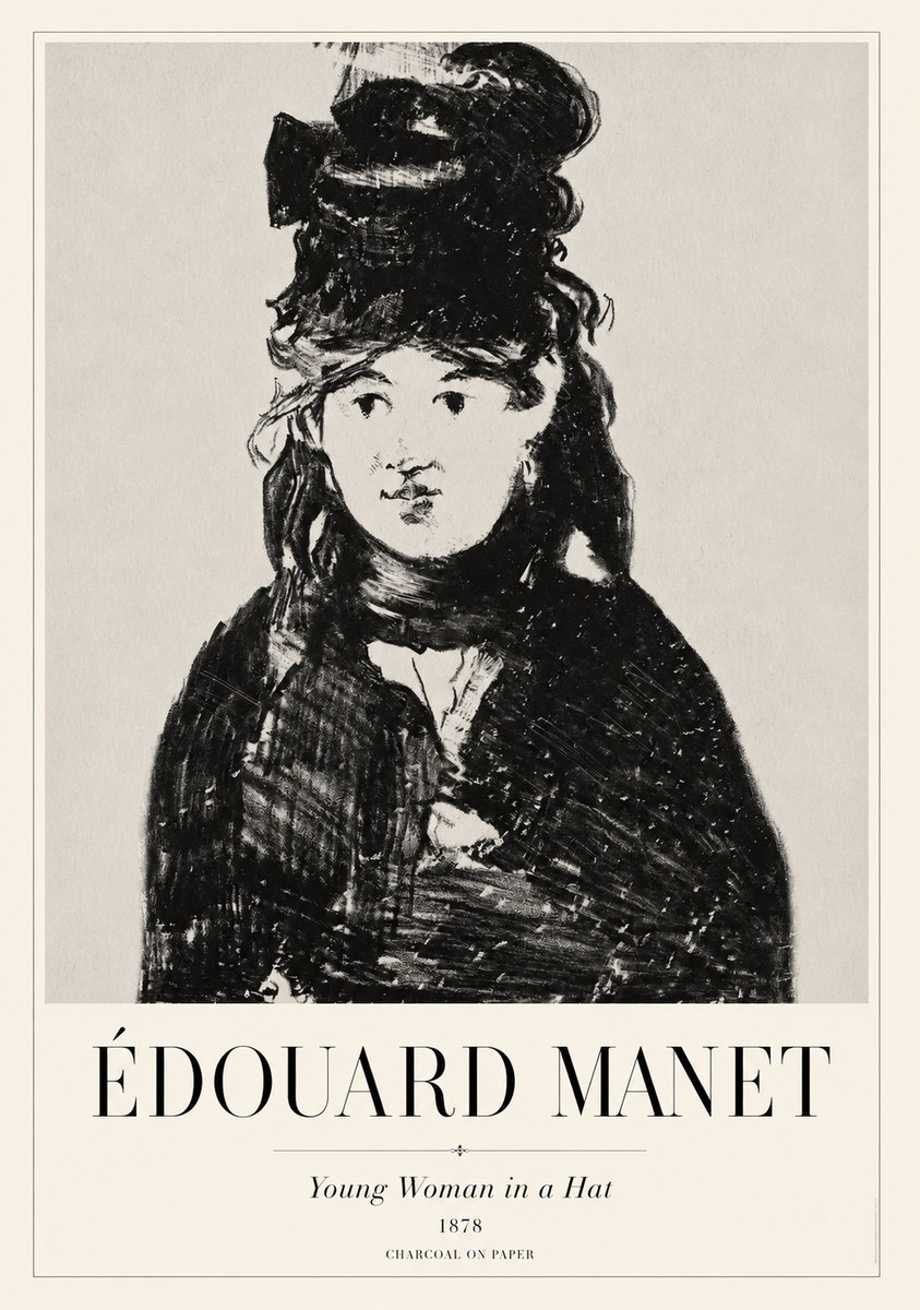 Édouard Manet Young Woman in a Hat III No1 - Póster