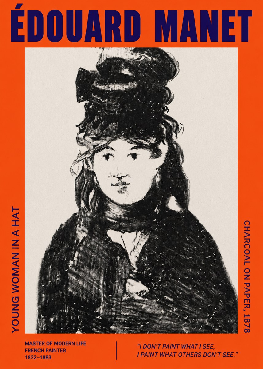 Édouard Manet Young Woman in a Hat III No2 - Póster