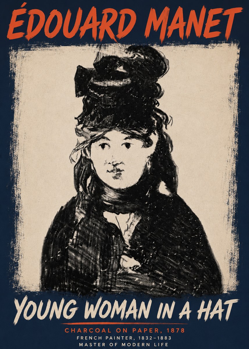 Édouard Manet Young Woman in a Hat III No4 - Póster