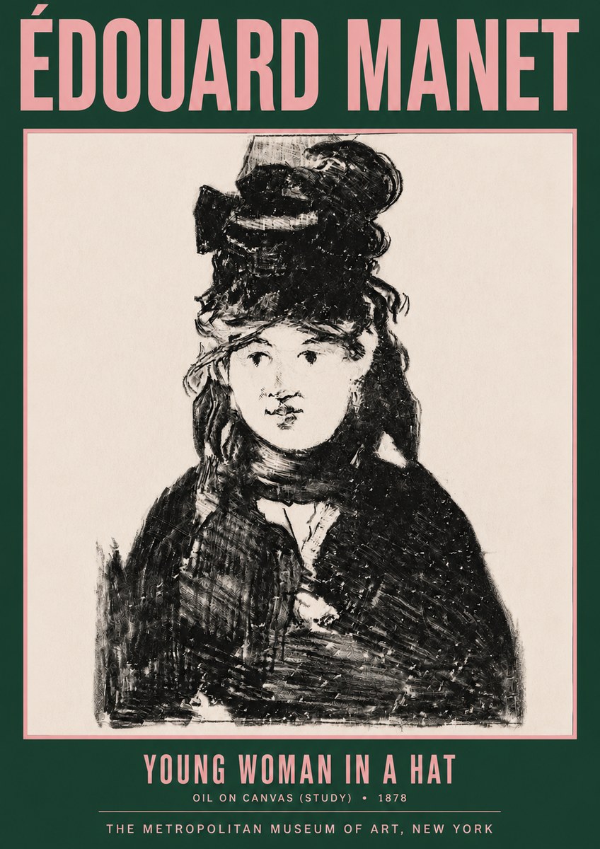 Édouard Manet Young Woman in a Hat IV No3 - Póster