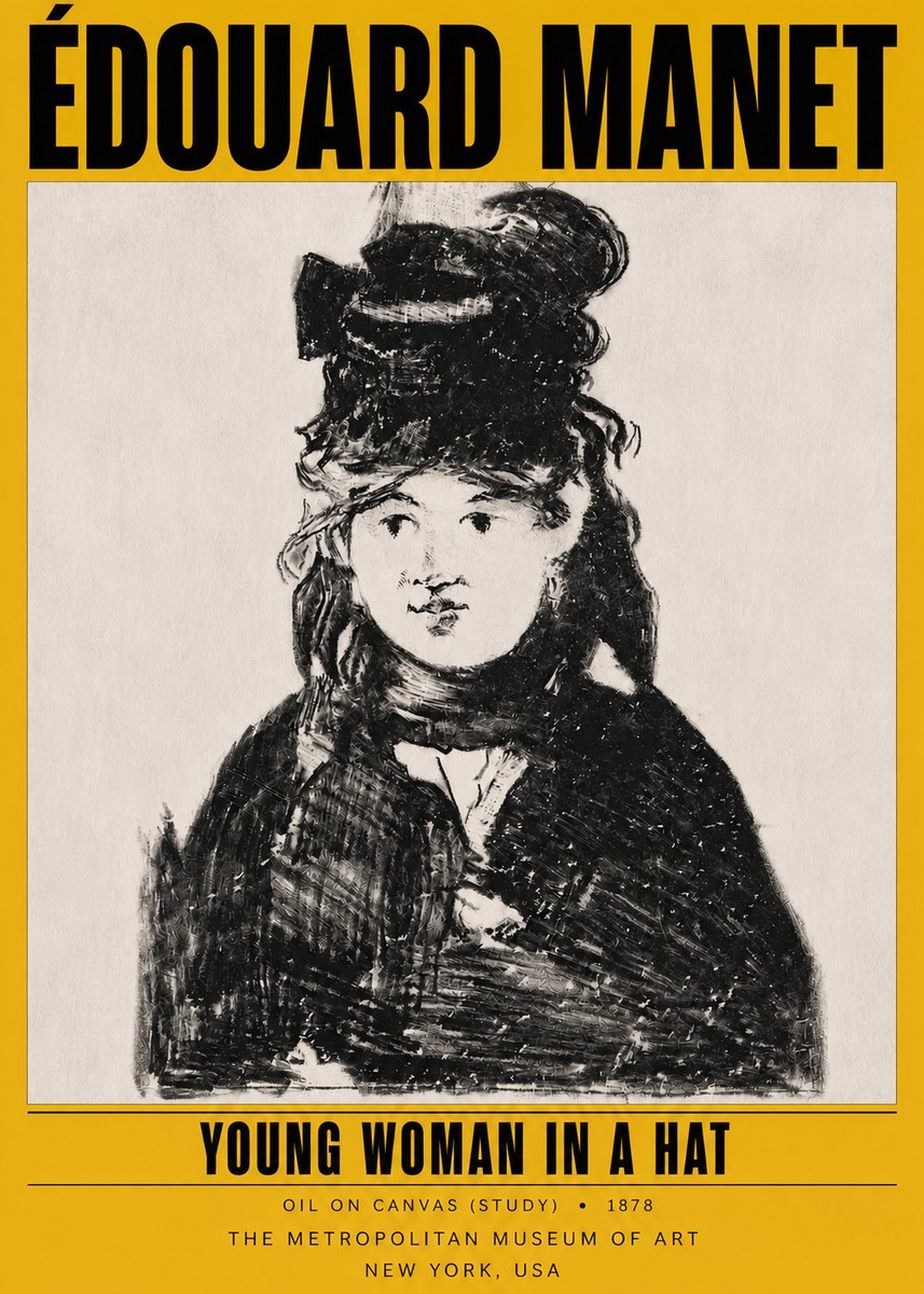 Édouard Manet Young Woman in a Hat IV No4 - Póster