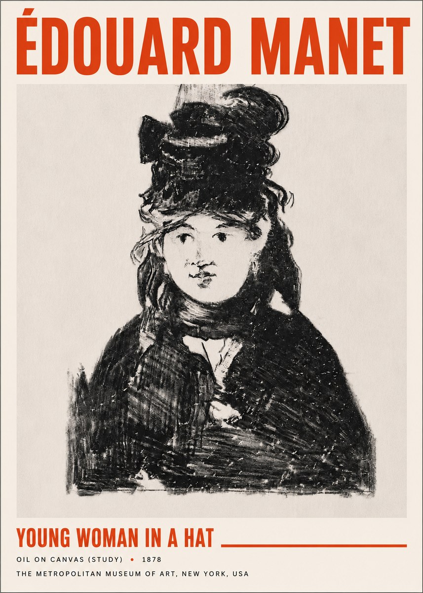 Édouard Manet Young Woman in a Hat IV No5 - Póster