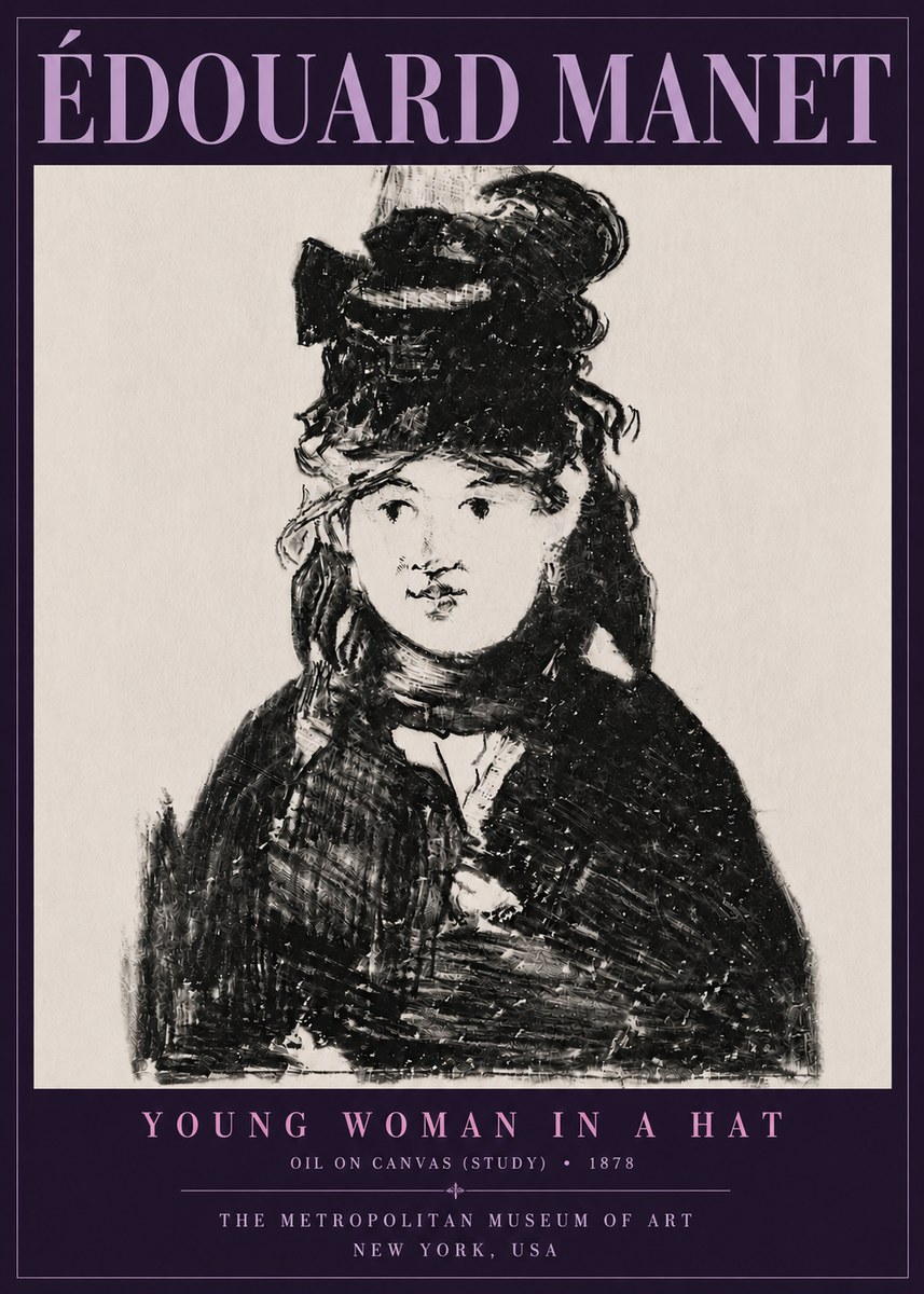 Édouard Manet Young Woman in a Hat IV No6 - Póster