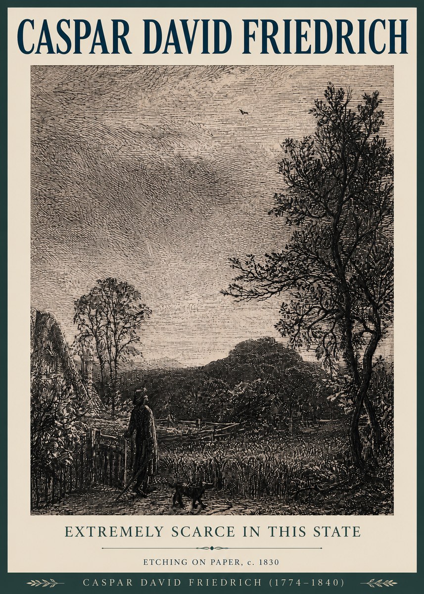 Caspar David Friedrich Extremely Scarce in This State No3 - Póster