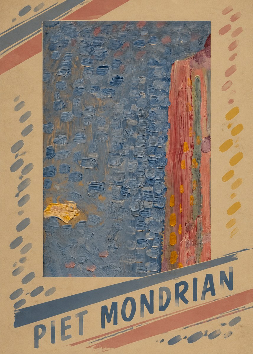 Piet Mondrian Façade in Sunlight No5 - Póster