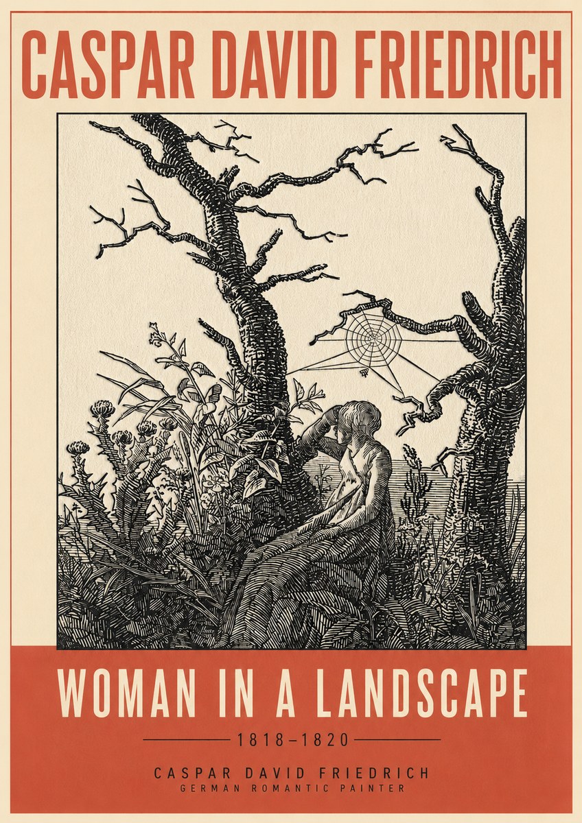 Caspar David Friedrich Woman in a Landscape No3 - Póster