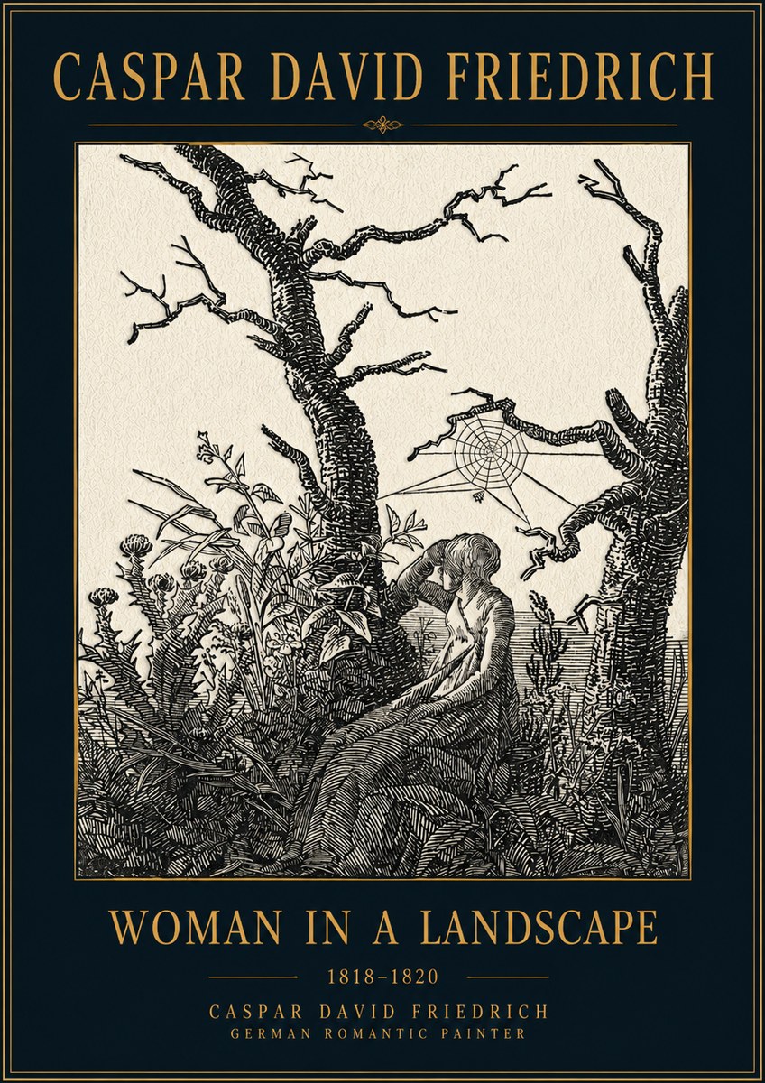Caspar David Friedrich Woman in a Landscape No4 - Póster